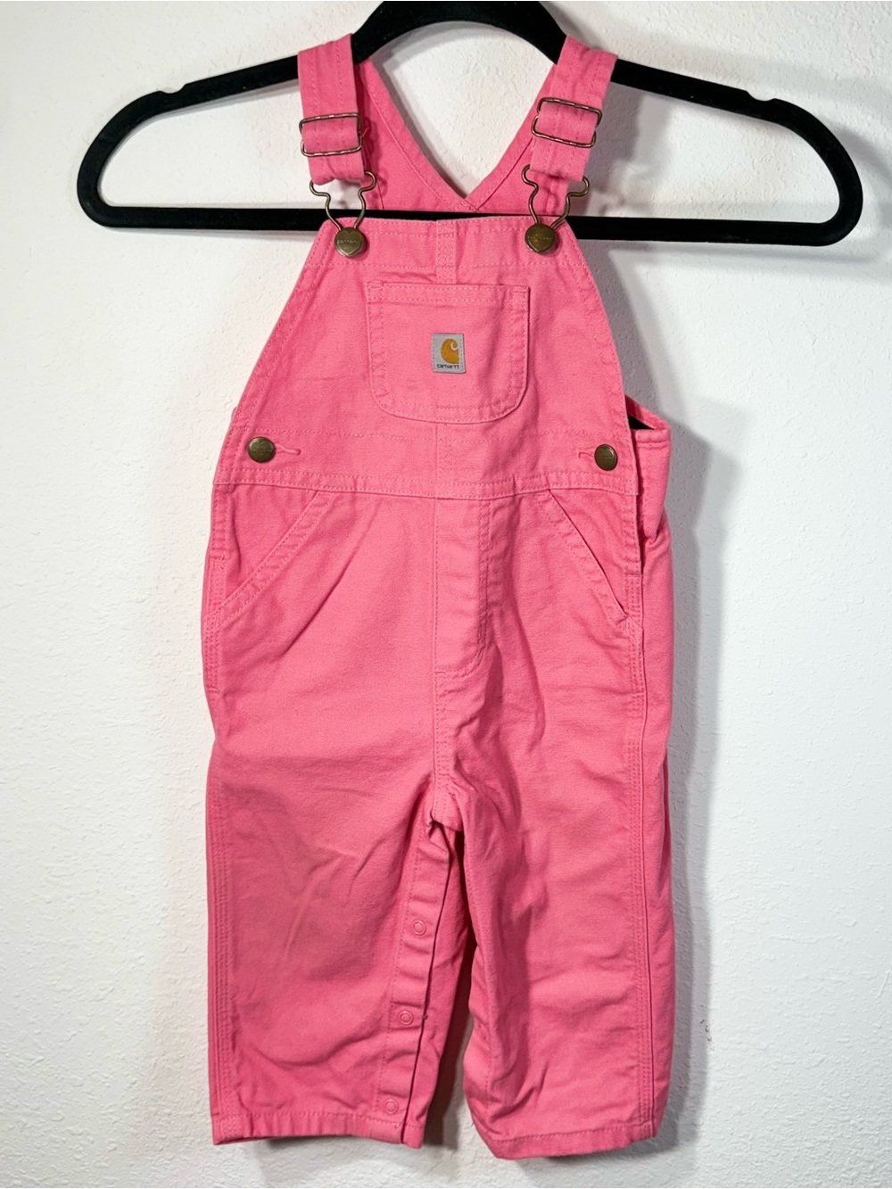 Carhartt Loose-Fit Baby Girl 12M Pink Canvas Bib Overalls Cotton Outdoor
